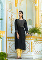 Women's Black Solid Embroidered Kurta Set