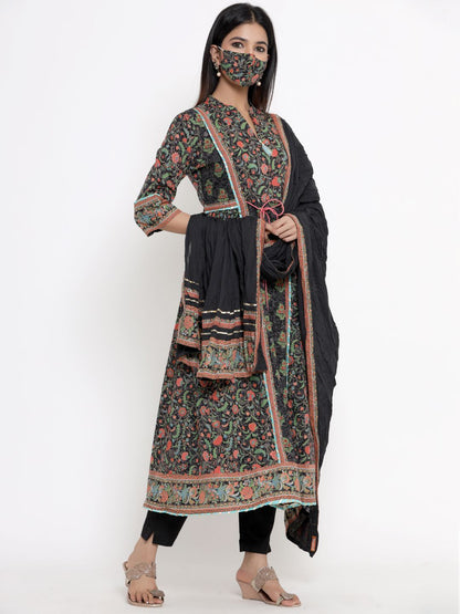Women's Printed Flared Kurta Pant Dupatta Set