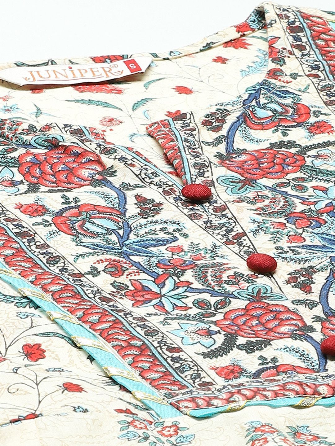 Women's Printed Flared Dress & Dupatta Set with Mask