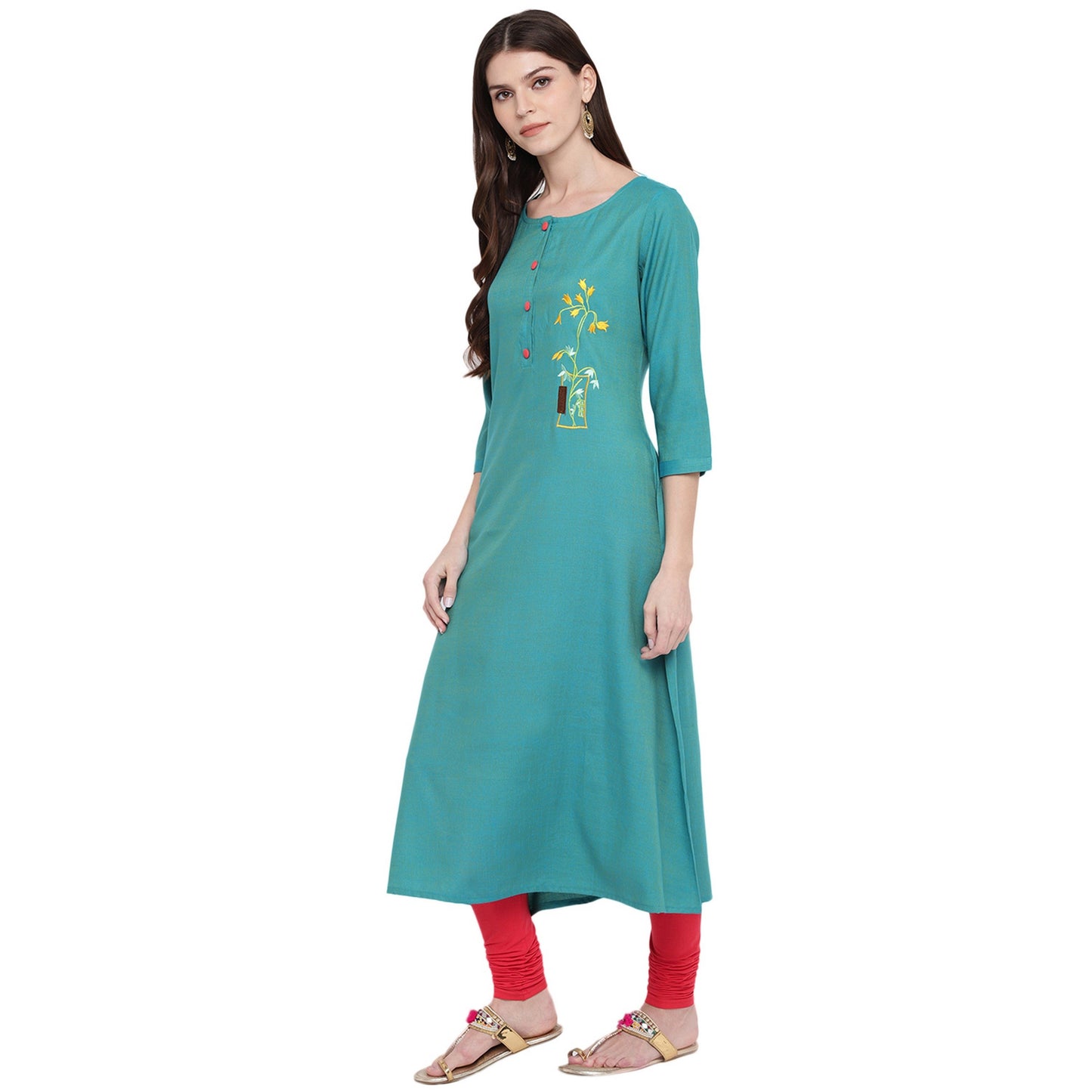 Women's Sky Blue Rayon Kurta By Vbu