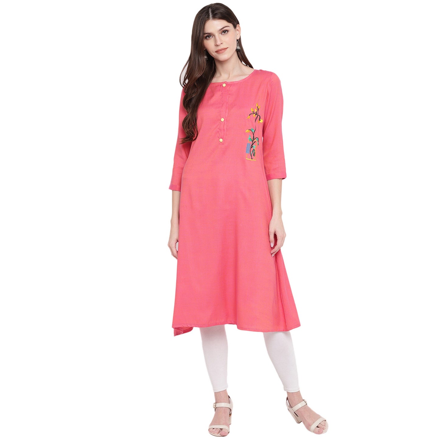 Women's Light Pink A-Line Kurta By Vbuyz- (