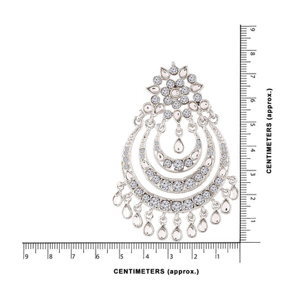 Women Silver Chandbali Earrings by I Jewels (1 Pai