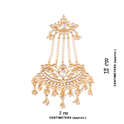 Women's Traditional Gold Plated Zinc Alloy Kundan And Pearl Zinc Earrings