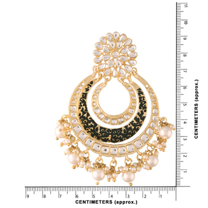Women's Black Traditional Gold Plated Alloy Handmade Enamel Meenakari Earrings