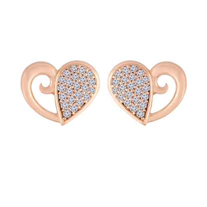Women's Glittering Crystal AD Stone Heart Shaped Stud Earrings
