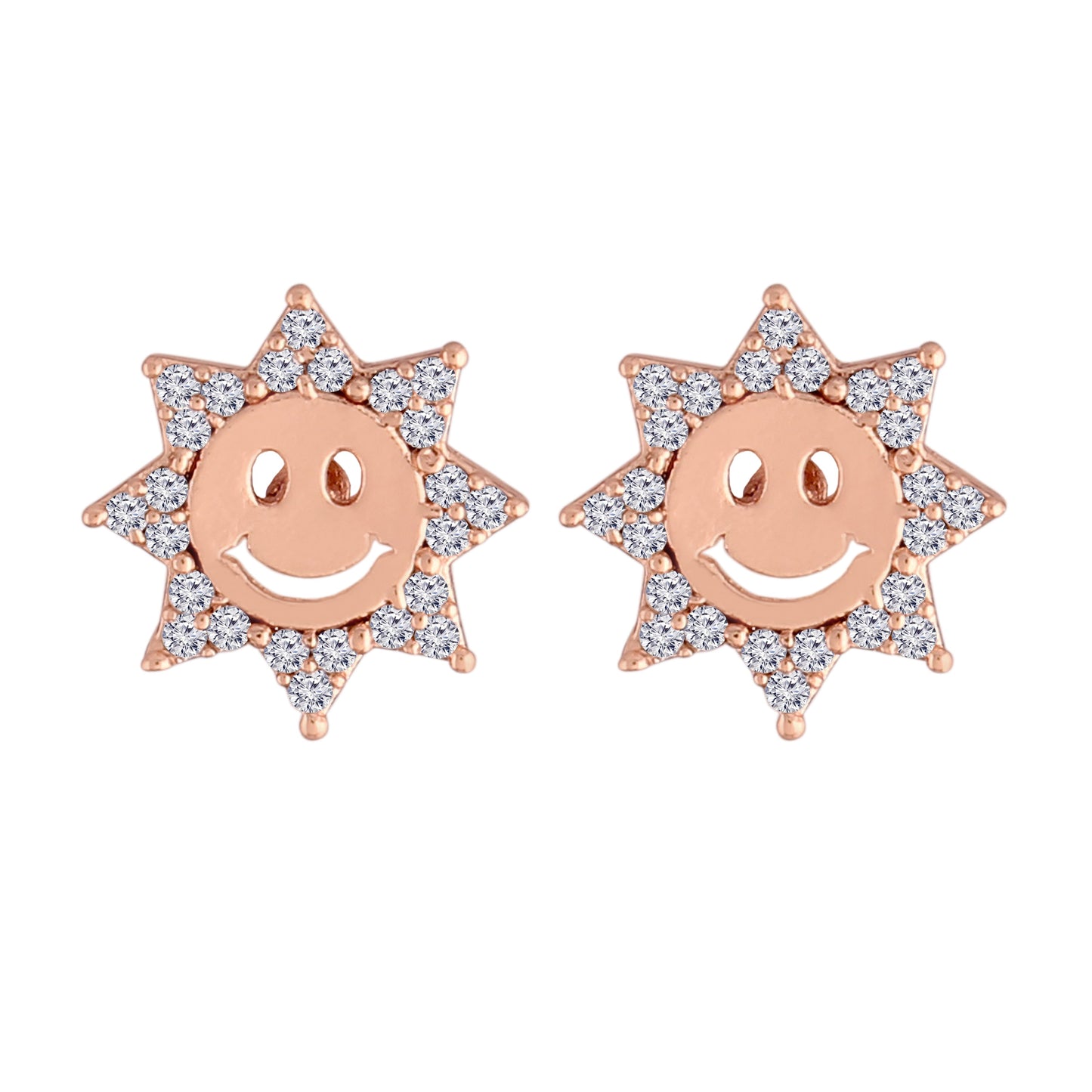 Women's Â Glittering AD Stone Smiley Face Stud Earrings