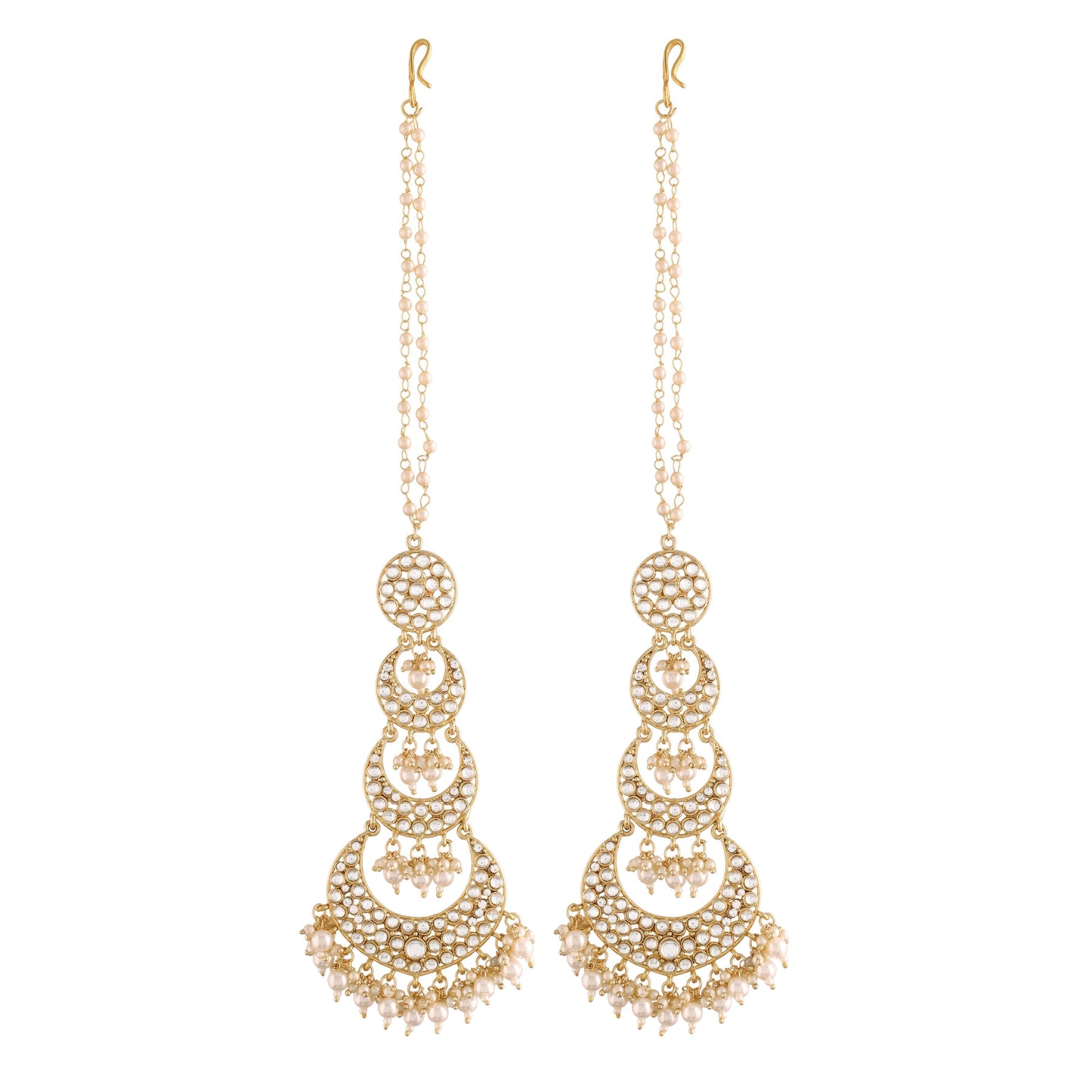 Women's  Gold Plated White Kundan Stones & Pearl Earrings