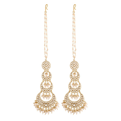 Women's  Gold Plated White Kundan Stones & Pearl Earrings