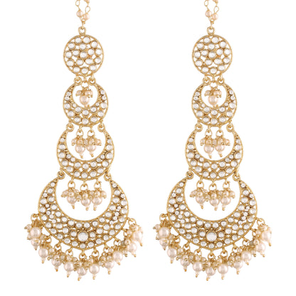 Women's  Gold Plated White Kundan Stones & Pearl Earrings