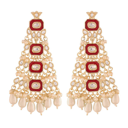 Women's Kundan Pearl Dangle EarringsÂ 