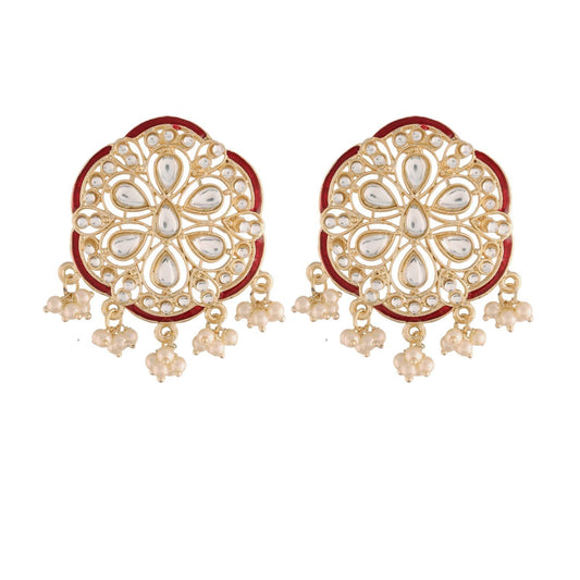 Women's Kundan Pearl Stud Earrings for Women