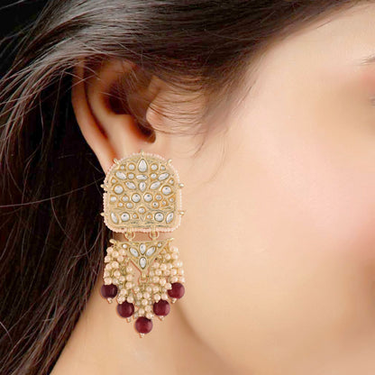 Women's Kundan Pearl Dangle EarringsÂ 