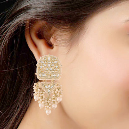 Women's Kundan Pearl Dangle EarringsÂ 