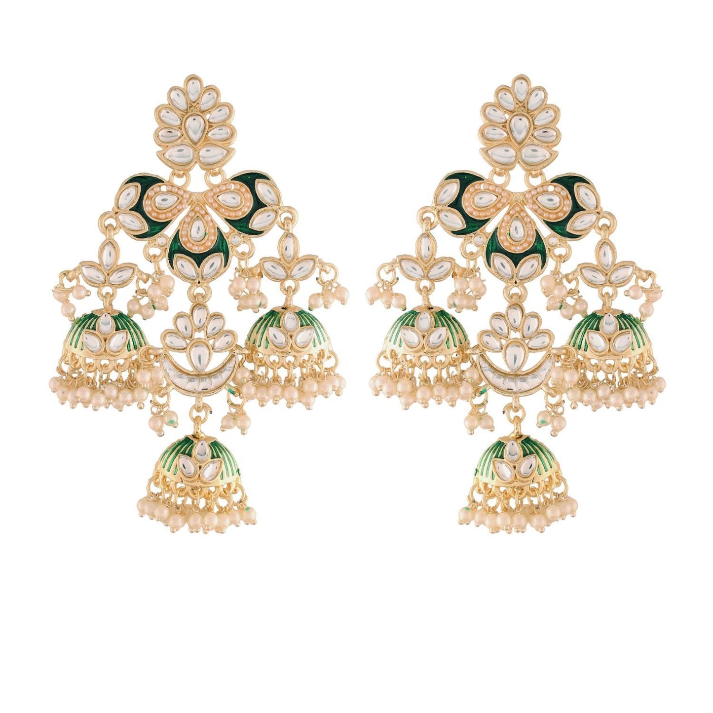 Women's Kundan Pearl Studded Jhumki EarringsÂ 