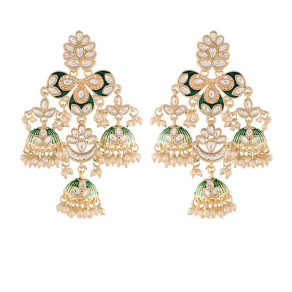 Women's Kundan Pearl Studded Jhumki EarringsÂ 