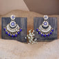 Women's I Jewels 18K Gold Plated Traditional Meenakari Kundan & Stone Studded Chandbali Earrings (E2948Bl)