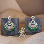 Women's I Jewels 18K Gold Plated Traditional Meenakari Kundan & Stone Studded Chandbali Earrings (E2948G)