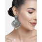 Women's I Jewels 18K Silver Oxidised Traditional Meenakari Kundan & Stone Studded Chandbali Earrings (E2948Zmin)
