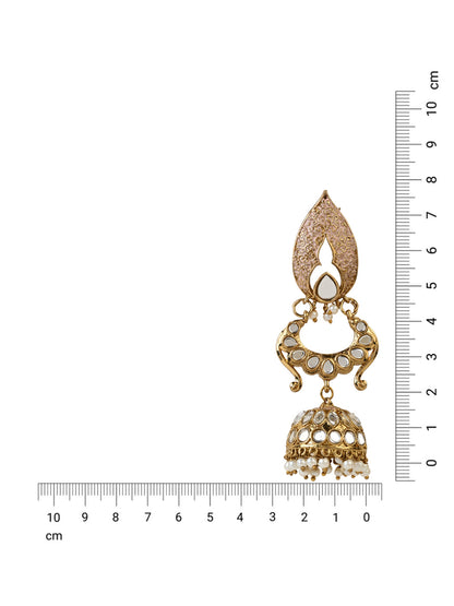 Women's I Jewels 18K Gold Plated Traditional Meenakari Kundan & Stone Studded Jhumka Earrings (E2949Pe)