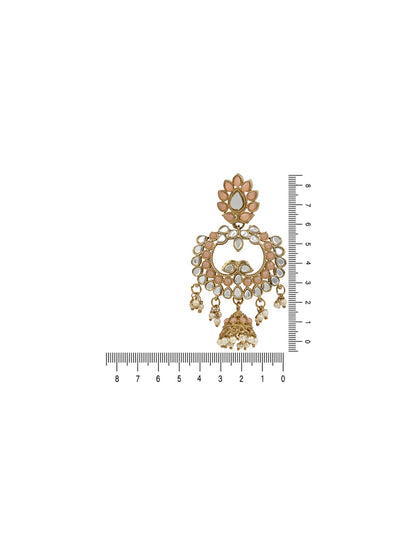 Women's I Jewels 18K Gold Plated Traditional Meenakari Kundan & Stone Studded Chandbali Earrings (E2950Pe)