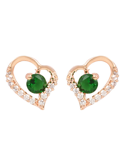 Women's I Jewels Valentine'S Special Rose Gold-Plated Heart Shaped Studs (E2972G)