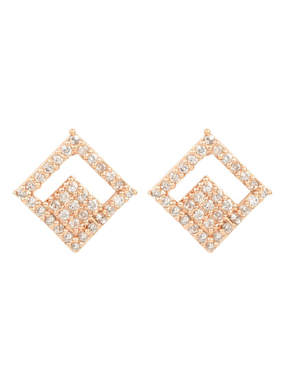 Women's I Jewels Valentine'S Special Rose Gold Plated Square Studs Earrings (E2975)