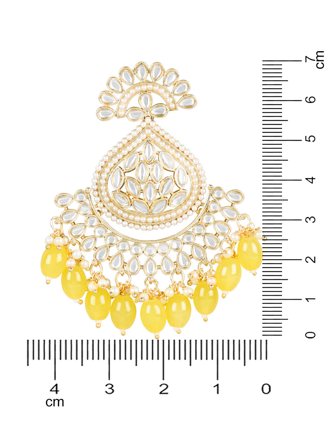 Women's 18K Gold Plated Traditional Handcrafted Pearl Kundan Beaded Earrings (E3016Y)