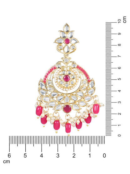 Women's 18K Gold Plated Traditional Handcrafted Pearl Kundan Beaded Earrings (E3019Q)