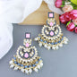 Women's 18K Gold Plated Traditional Handcrafted Pearl Kundan Beaded Earrings (E3021Pemt)