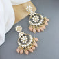 Women's 18K Gold Plated Traditional Handcrafted Pearl Kundan Beaded Earrings (E3018Pe)