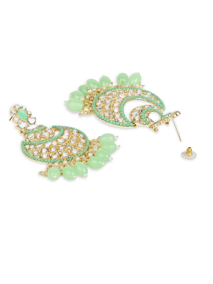 Women's 18K Gold Plated Traditional Handcrafted Pearl Kundan Beaded Chandbali Earrings (E3027Min)