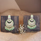 Women's 18K Gold Plated Traditional Handcrafted Pearl Kundan Beaded Chandbali Earrings (E3027Min)