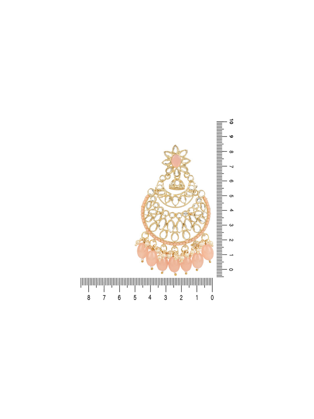 Women's 18K Gold Plated Traditional Handcrafted Pearl Kundan Beaded Chandbali Earrings (E3028Pe)