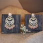 Women's 18K Gold Plated Traditional Handcrafted Pearl Kundan Beaded Chandbali Earrings (E3028Pe)
