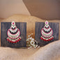 Women's 18K Gold Plated Traditional Handcrafted Pearl Kundan Beaded Chandbali Earrings (E3029Q)