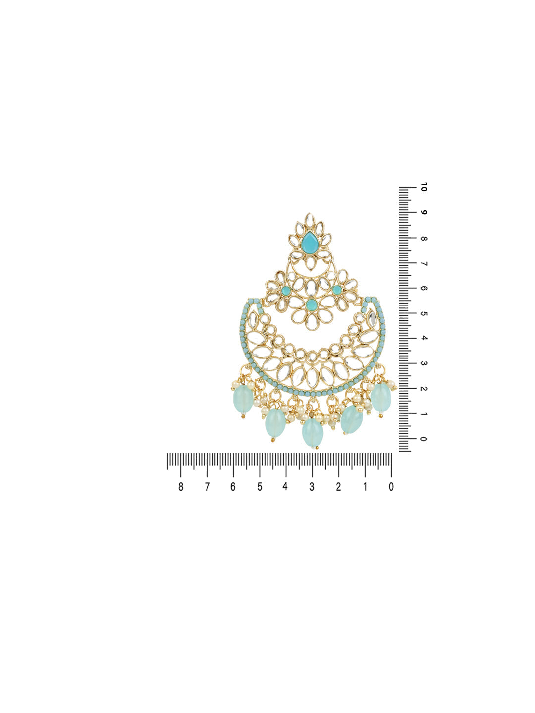 Women's 18K Gold Plated Traditional Handcrafted Pearl Kundan Beaded Chandbali Earrings (E3030Sb)