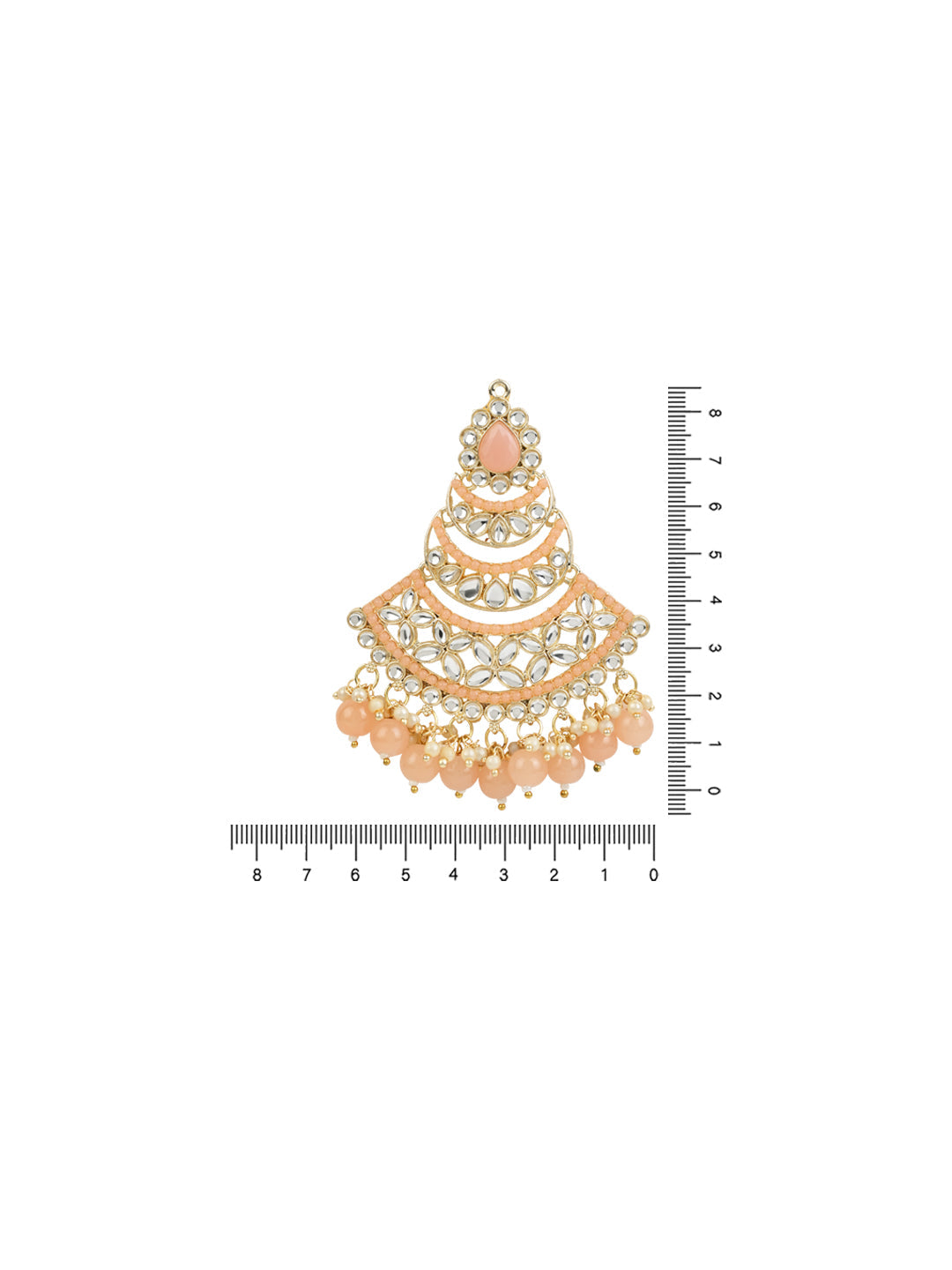 Women's 18K Gold Plated Traditional Handcrafted Pearl Kundan Beaded Chandbali Earrings (E3032Pe)