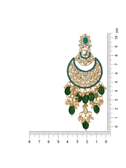 Women's 18K Gold Plated Traditional Handcrafted Pearl Kundan Beaded Chandbali Earrings (E3053G)
