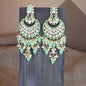Women's 18K Gold Plated Traditional Handcrafted Pearl Kundan Beaded Chandbali Earrings (E3053Min)