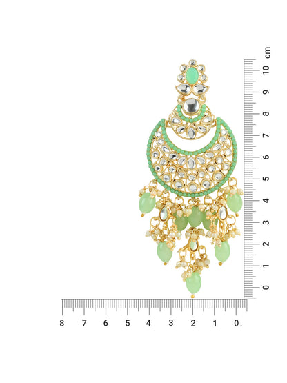 Women's 18K Gold Plated Traditional Handcrafted Pearl Kundan Beaded Chandbali Earrings (E3053Min)