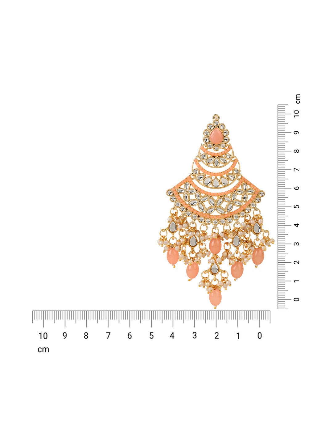 Women's 18K Gold Plated Traditional Handcrafted Pearl Kundan Beaded Chandbali Earrings (E3055Pe)