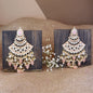 Women's 18K Gold Plated Traditional Handcrafted Pearl Kundan Beaded Chandbali Earrings (E3055Pe)