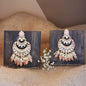 Women's 18K Gold Plated Traditional Handcrafted Pearl Kundan Beaded Chandbali Earrings (E3057Pe)