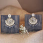 Women's 18K Gold Plated Traditional Meenakari Kundan & Stone Studded Chandbali Earrings (E3059Gr)