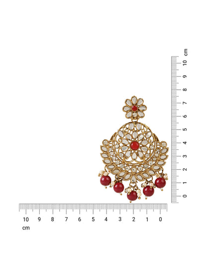 Women's 18K Gold Plated Traditional Meenakari Kundan & Stone Studded Chandbali Earrings (E3059M)