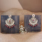 Women's 18K Gold Plated Traditional Meenakari Kundan & Stone Studded Chandbali Earrings (E3059M)