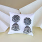 Women's 18K Silver Oxidised Traditional Kundan & Stone Studded Jhumka Earrings (E3062Ox)