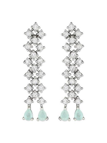 Women's Valentine'S Special Silver Plated Glittering Crystal Ad Stone Dangle & Drop Earrings (E3065Zmin)