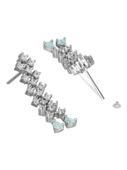 Women's Valentine'S Special Silver Plated Glittering Crystal Ad Stone Dangle & Drop Earrings (E3065Zmin)