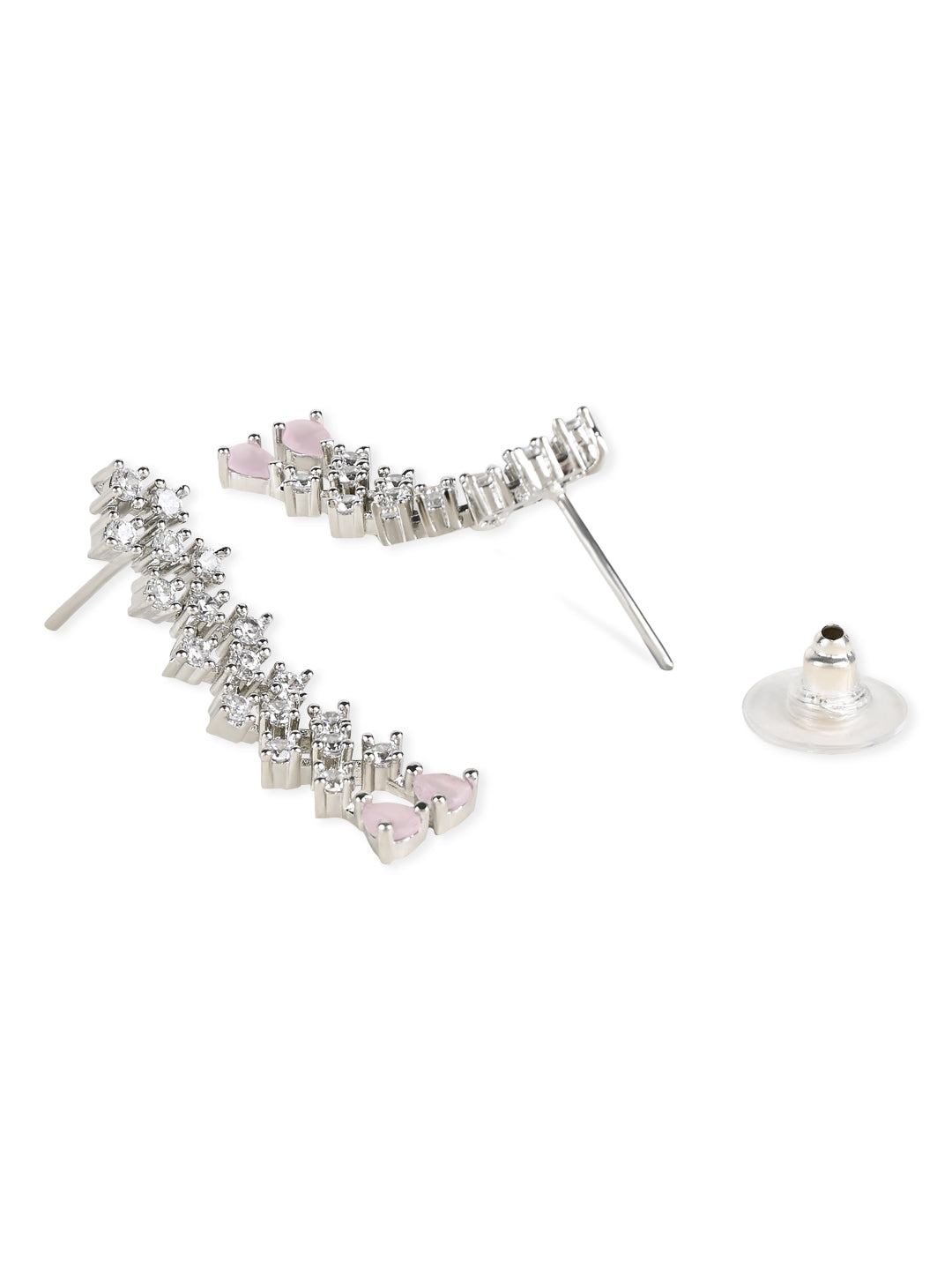 Women's Valentine'S Special 18K Silver Plated Glittering Crystal Pink Ad Stone Dangle & Drop Earrings (E3065Zpi)